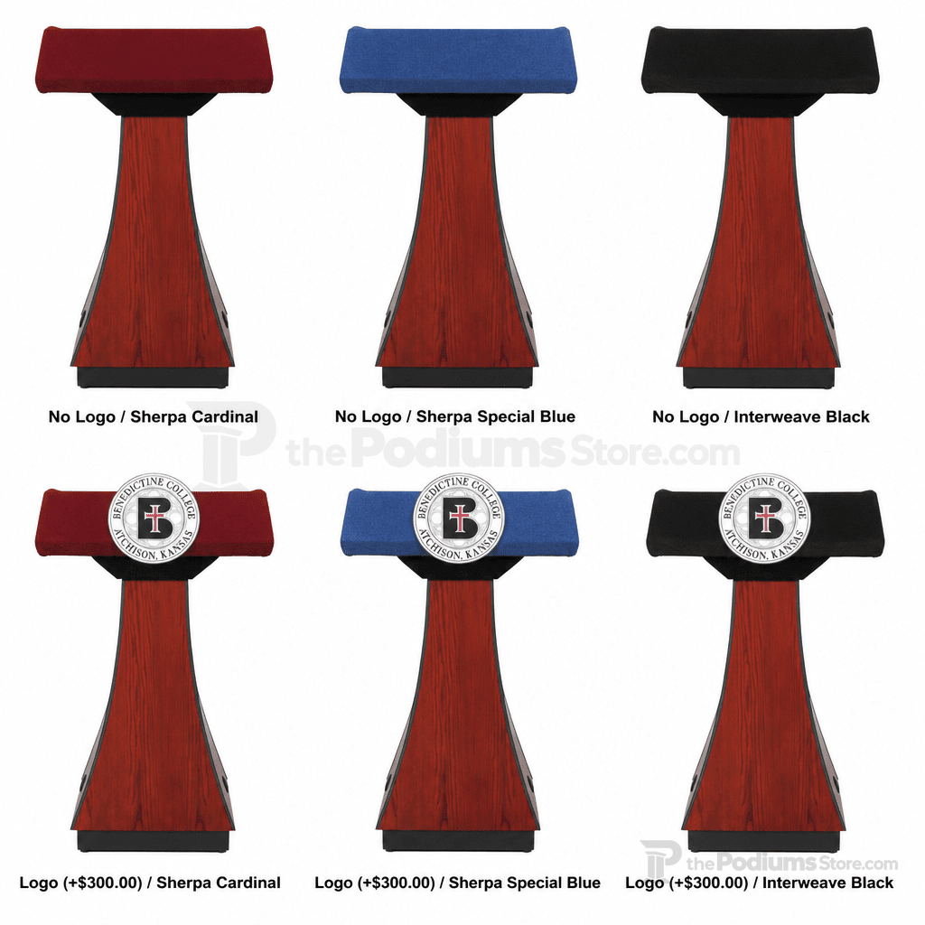 Presidential Solid Hardwood Lectern — Non-Sound (PS-PD) Hardwood Lectern PDPRE No Logo Sherpa Cardinal - thePodiumsStore
