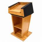 Presidential Solid Hardwood Podium (PS-PRES500) Hardwood Lectern PRES500 Oak Wood - Natural (Clear Coat) Black No Logo - thePodiumsStore