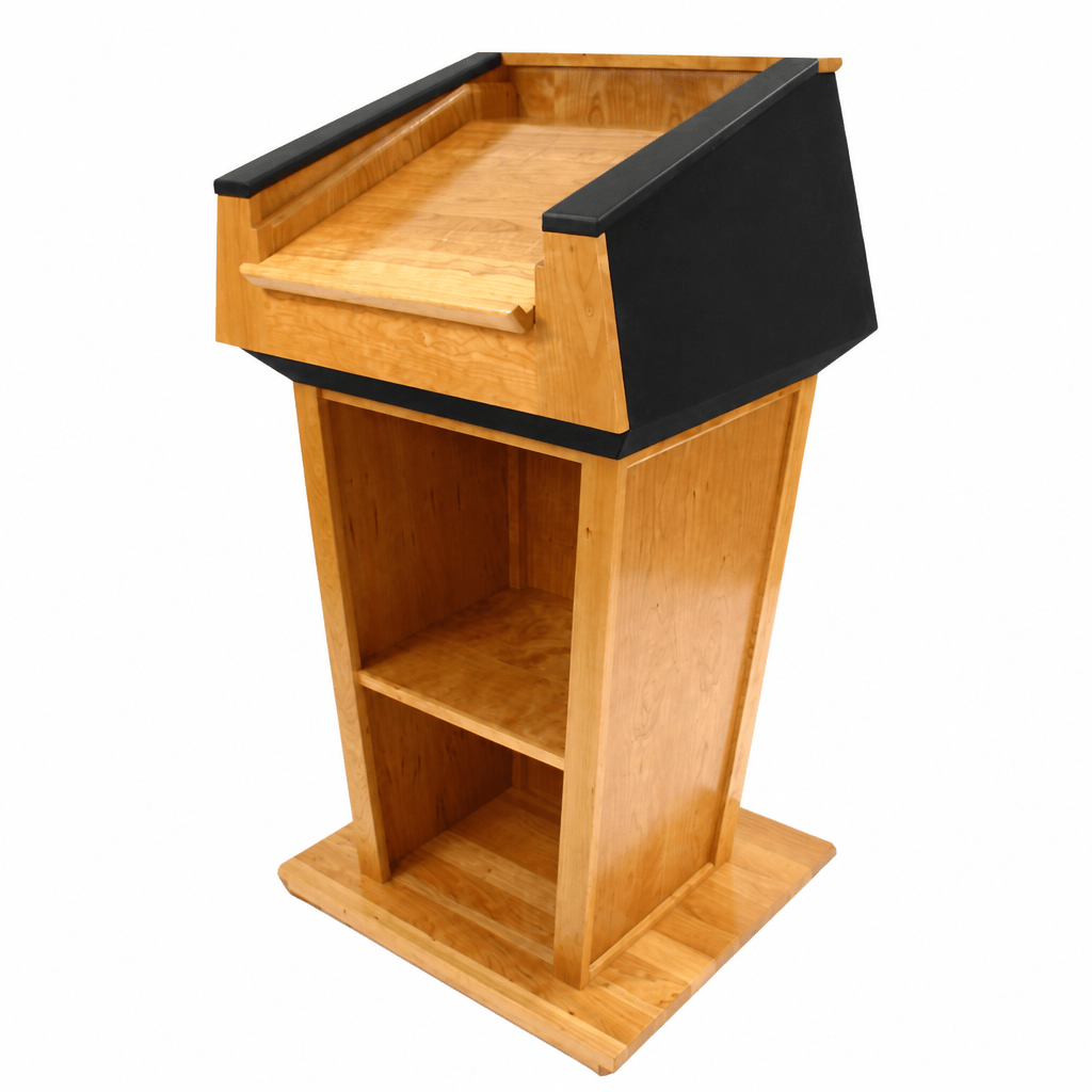 Presidential Solid Hardwood Podium (PS-PRES500) Hardwood Lectern PRES500 Oak Wood - Natural (Clear Coat) Black No Logo - thePodiumsStore
