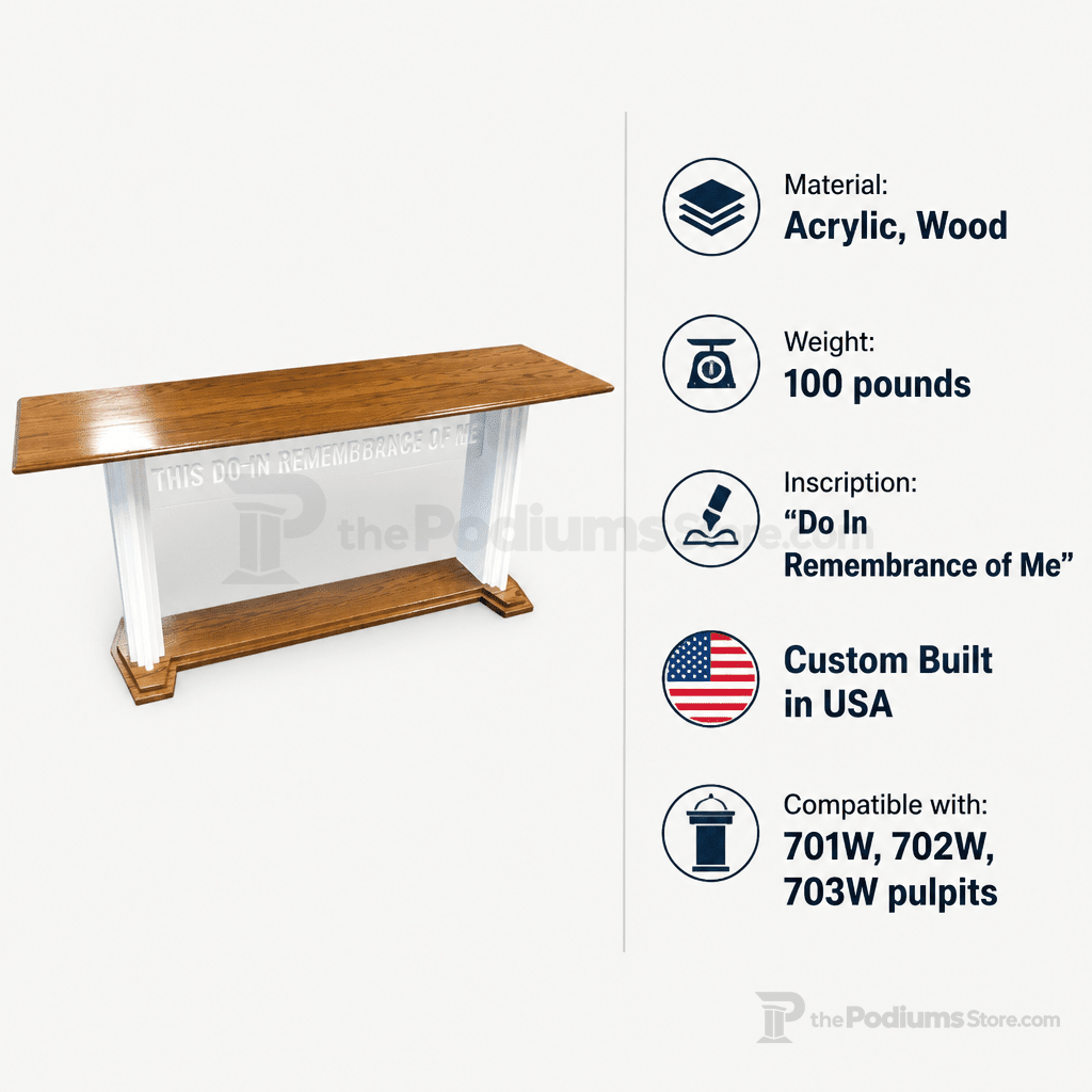 Proclaimer Winged Wood & Acrylic Communion Table (PS-705W) Communion Table 705W Light Oak 35 - thePodiumsStore