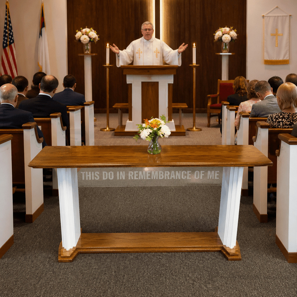 Proclaimer Winged Wood & Acrylic Communion Table (PS-705W) Communion Table 705W Light Oak 35 - thePodiumsStore