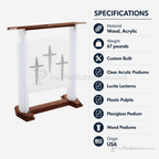 Proclaimer Winged Wood & Acrylic Pulpit (PS-701W) Wood & Acrylic Pulpit 701W Light Oak 35 - thePodiumsStore