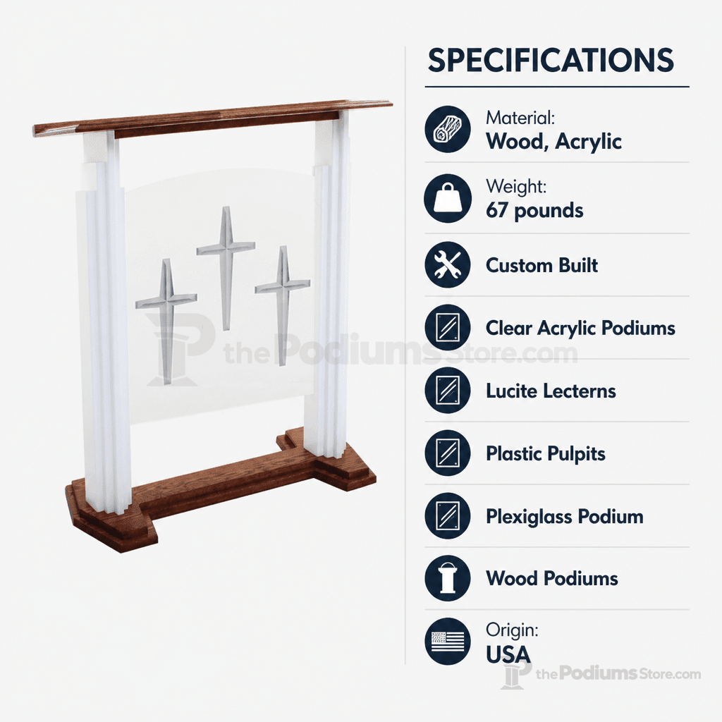 Proclaimer Winged Wood & Acrylic Pulpit (PS-701W) Wood & Acrylic Pulpit 701W Light Oak 35 - thePodiumsStore