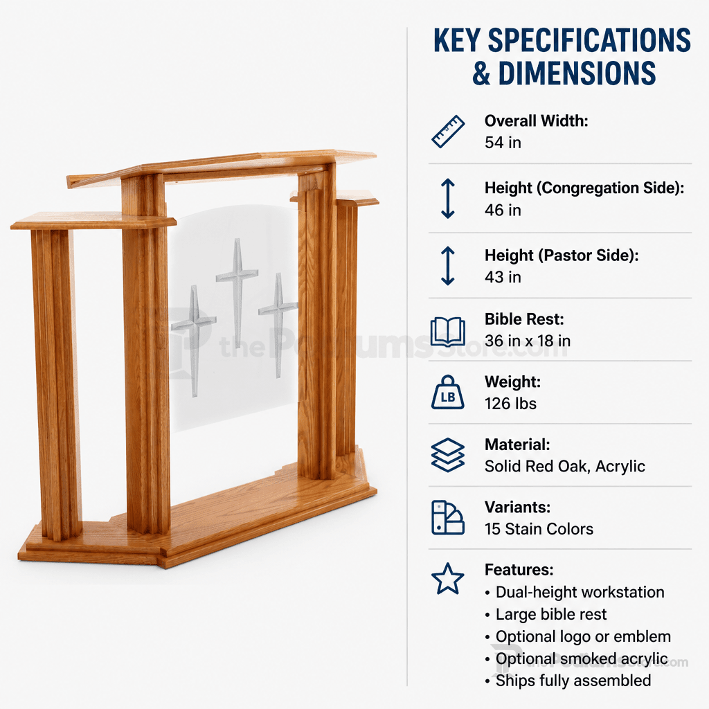 Proclaimer Winged Wood & Acrylic Pulpit (PS-702) Wood & Acrylic Pulpit 702 Light Oak 35 - thePodiumsStore