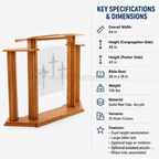 Proclaimer Winged Wood & Acrylic Pulpit (PS-702) Wood & Acrylic Pulpit 702 Light Oak 35 - thePodiumsStore