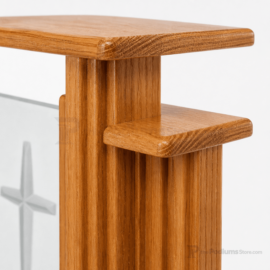Proclaimer Winged Wood & Acrylic Pulpit (PS-702) Wood & Acrylic Pulpit 702 Light Oak 35 - thePodiumsStore