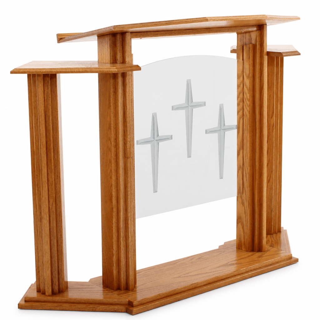 Proclaimer Winged Wood & Acrylic Pulpit (PS-702) Wood & Acrylic Pulpit 702 Light Oak 35 - thePodiumsStore