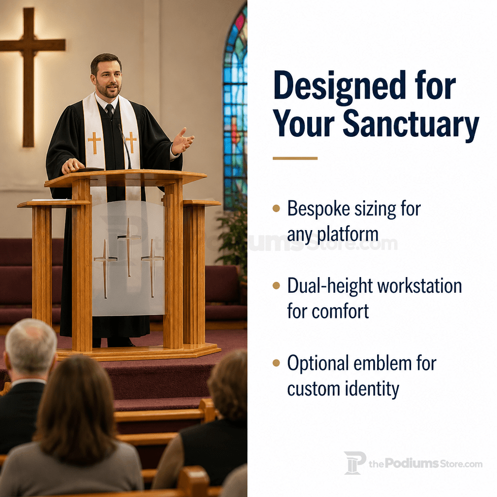 Proclaimer Winged Wood & Acrylic Pulpit (PS-702) Wood & Acrylic Pulpit 702 Light Oak 35 - thePodiumsStore