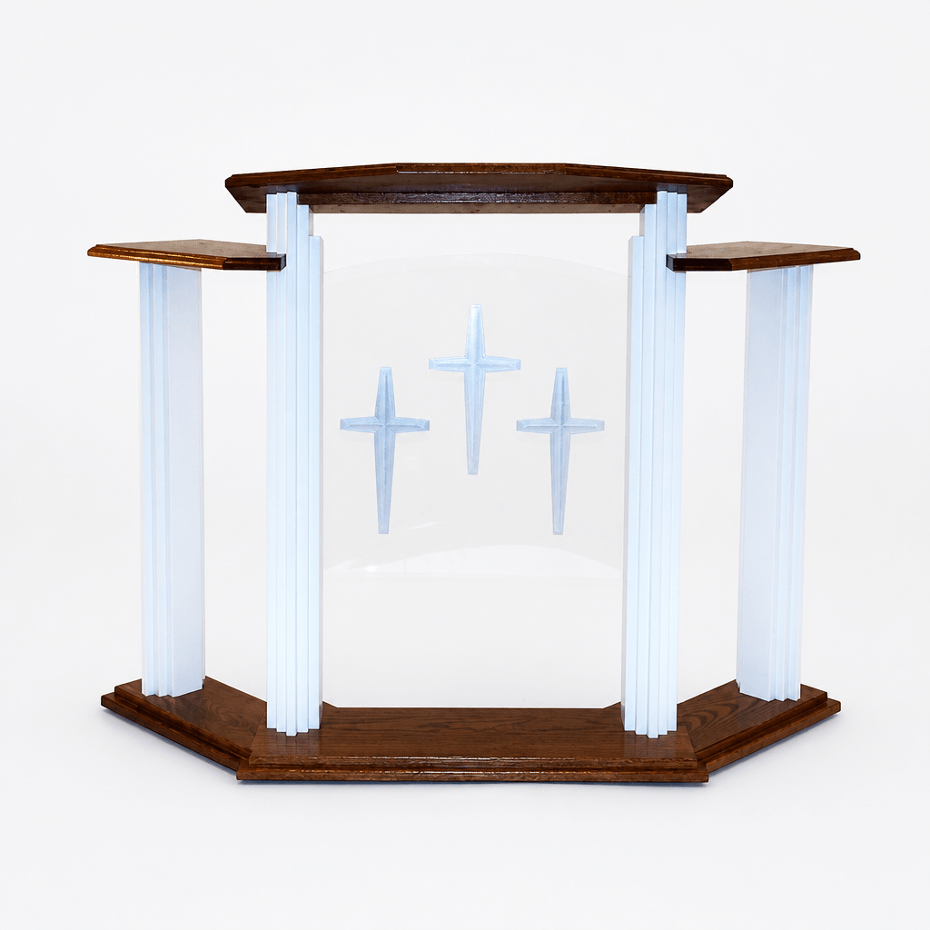 Proclaimer Winged Wood & Acrylic Pulpit (PS-702W) Wood & Acrylic Pulpit 702W Light Oak 35 - thePodiumsStore