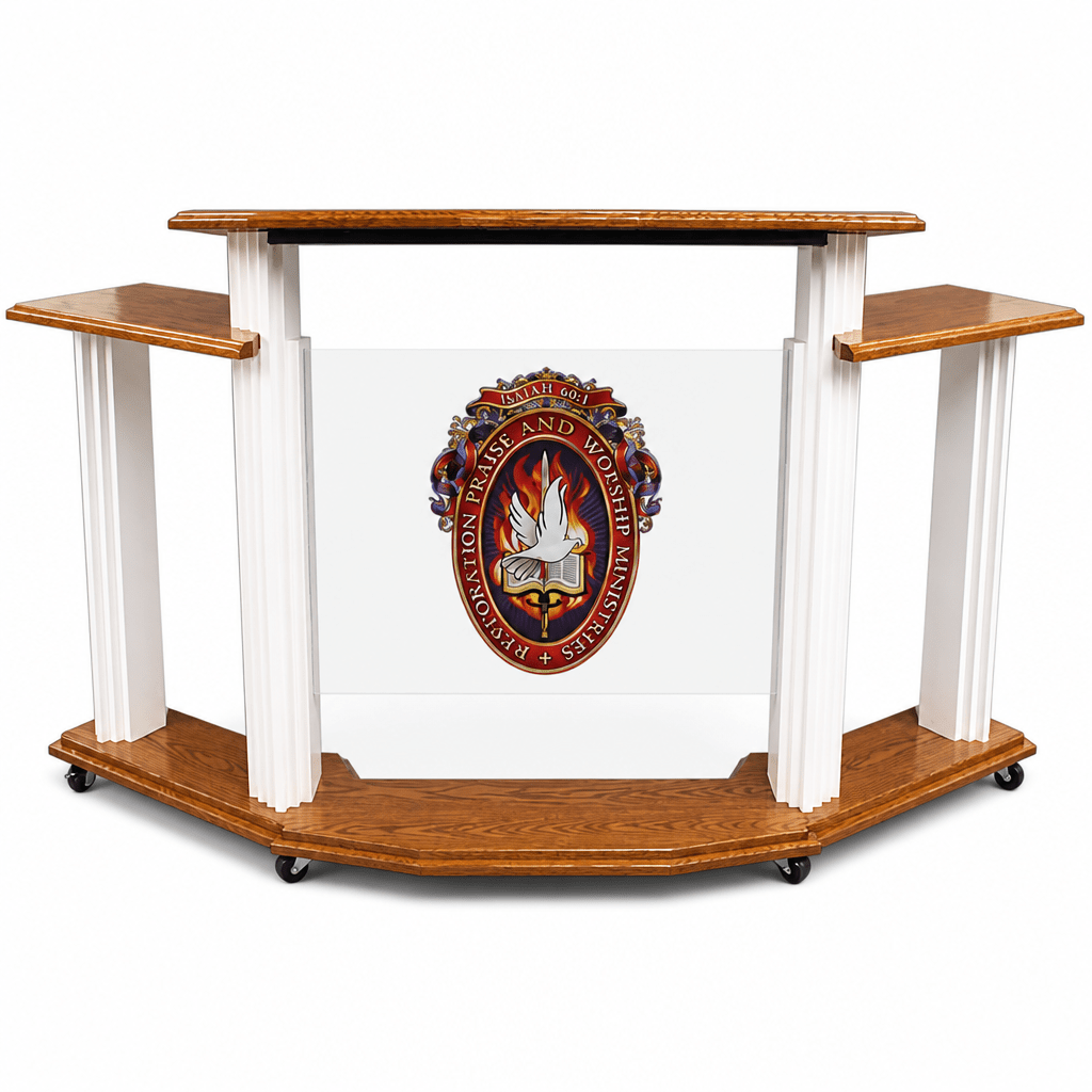 Proclaimer Winged Wood & Acrylic Pulpit (PS-703W) Wood & Acrylic Pulpit 703W Light Oak 35 - thePodiumsStore