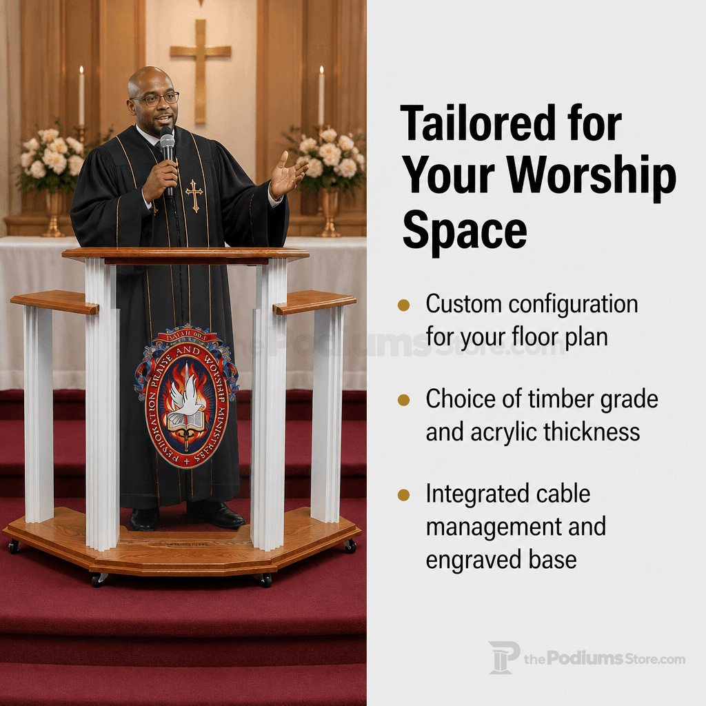Proclaimer Winged Wood & Acrylic Pulpit (PS-703W) Wood & Acrylic Pulpit 703W Light Oak 35 - thePodiumsStore