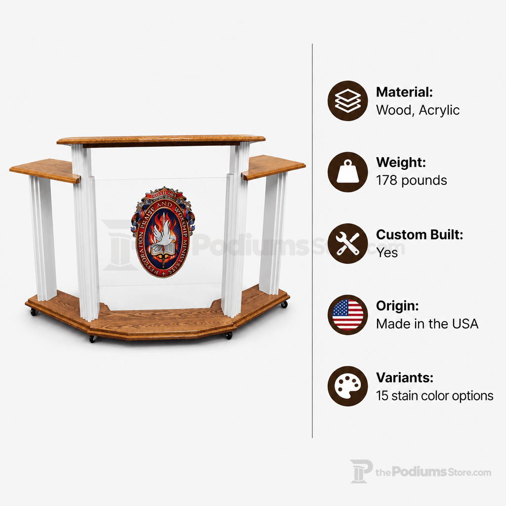 Proclaimer Winged Wood & Acrylic Pulpit (PS-703W) Wood & Acrylic Pulpit 703W Light Oak 35 - thePodiumsStore