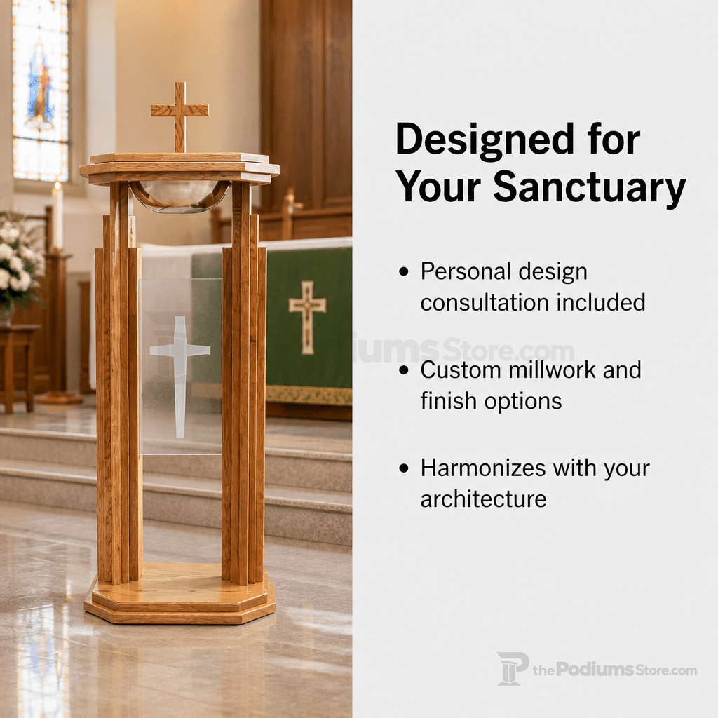 Proclaimer Wood & Acrylic Baptismal Font (PS-709) Baptismal Font 709 Light Oak 35 - thePodiumsStore