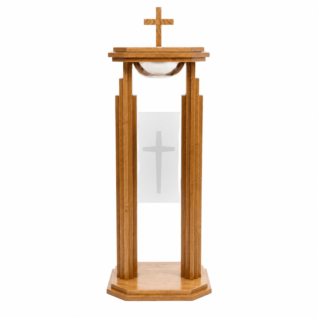Proclaimer Wood & Acrylic Baptismal Font (PS-709) Baptismal Font 709 Light Oak 35 - thePodiumsStore