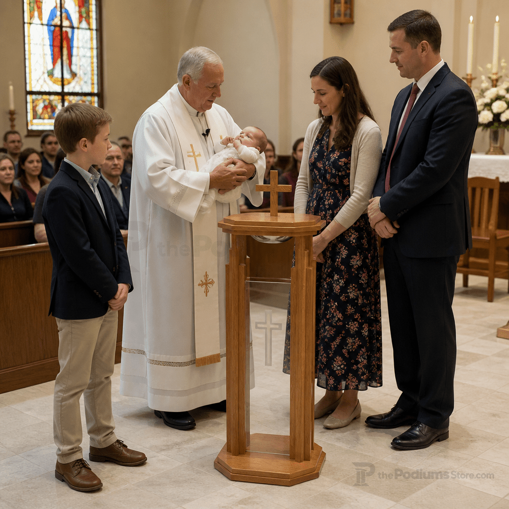 Proclaimer Wood & Acrylic Baptismal Font (PS-709) Baptismal Font 709 Light Oak 35 - thePodiumsStore