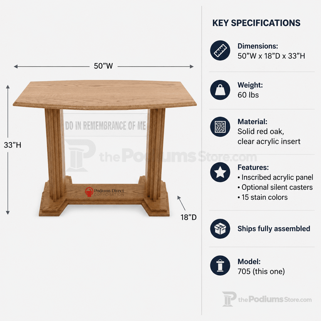 Proclaimer Wood & Acrylic Communion Table (PS-705) Communion Table 705 Light Oak 35 - thePodiumsStore