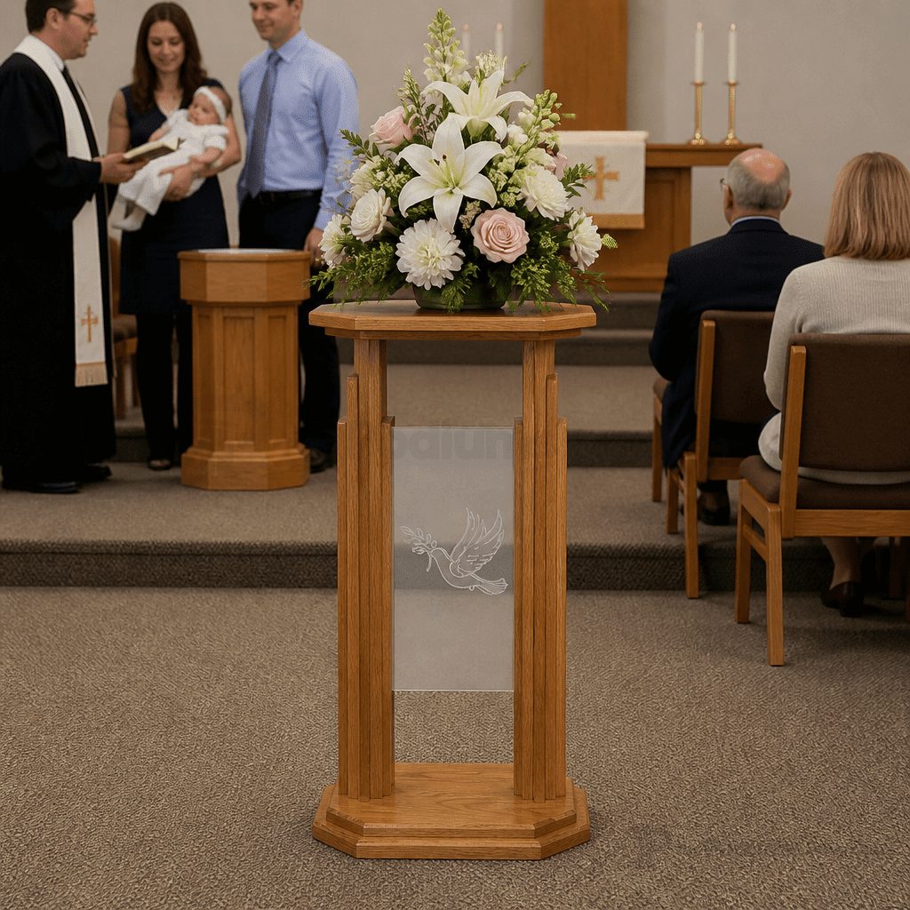 Proclaimer Wood & Acrylic Flower Stand (PS-708) Flower Stand 708 Light Oak 35 - thePodiumsStore
