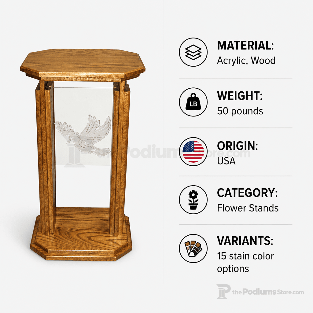 Proclaimer Wood & Acrylic Flower Stand (PS-708) Flower Stand 708 Light Oak 35 - thePodiumsStore