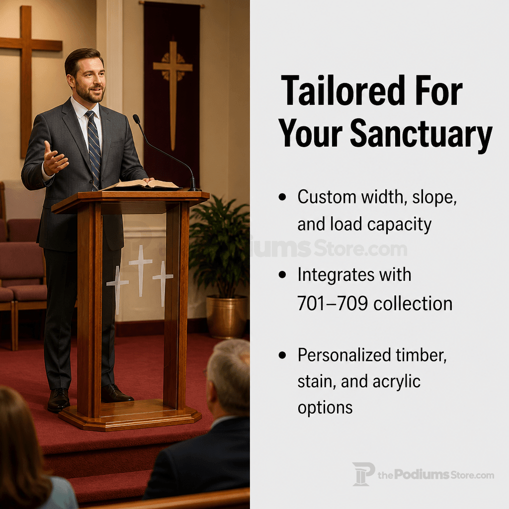 Proclaimer Wood & Acrylic Preaching Stand (PS-704) Wood & Acrylic Pulpit 704 Light Oak 35 - thePodiumsStore