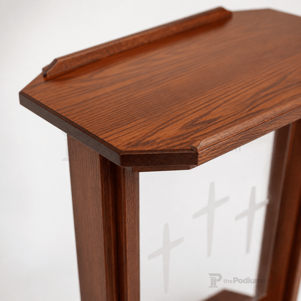 Proclaimer Wood & Acrylic Preaching Stand (PS-704) Wood & Acrylic Pulpit 704 Light Oak 35 - thePodiumsStore