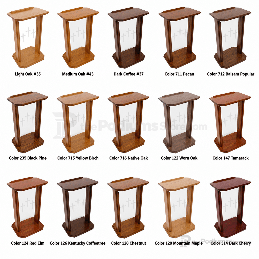 Proclaimer Wood & Acrylic Preaching Stand (PS-704) Wood & Acrylic Pulpit 704 Light Oak 35 - thePodiumsStore