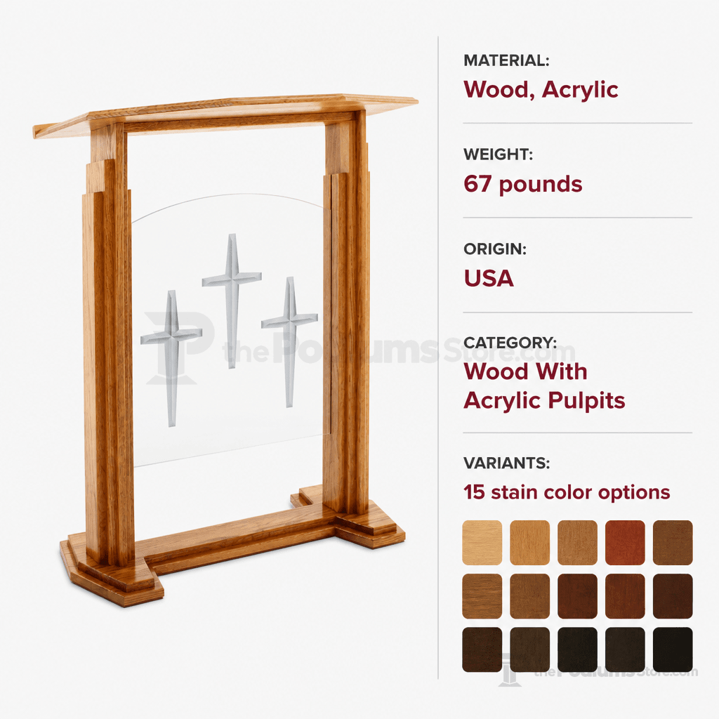 Proclaimer Wood & Acrylic Pulpit (PS-701) Wood & Acrylic Pulpit 701 Light Oak 35 - thePodiumsStore