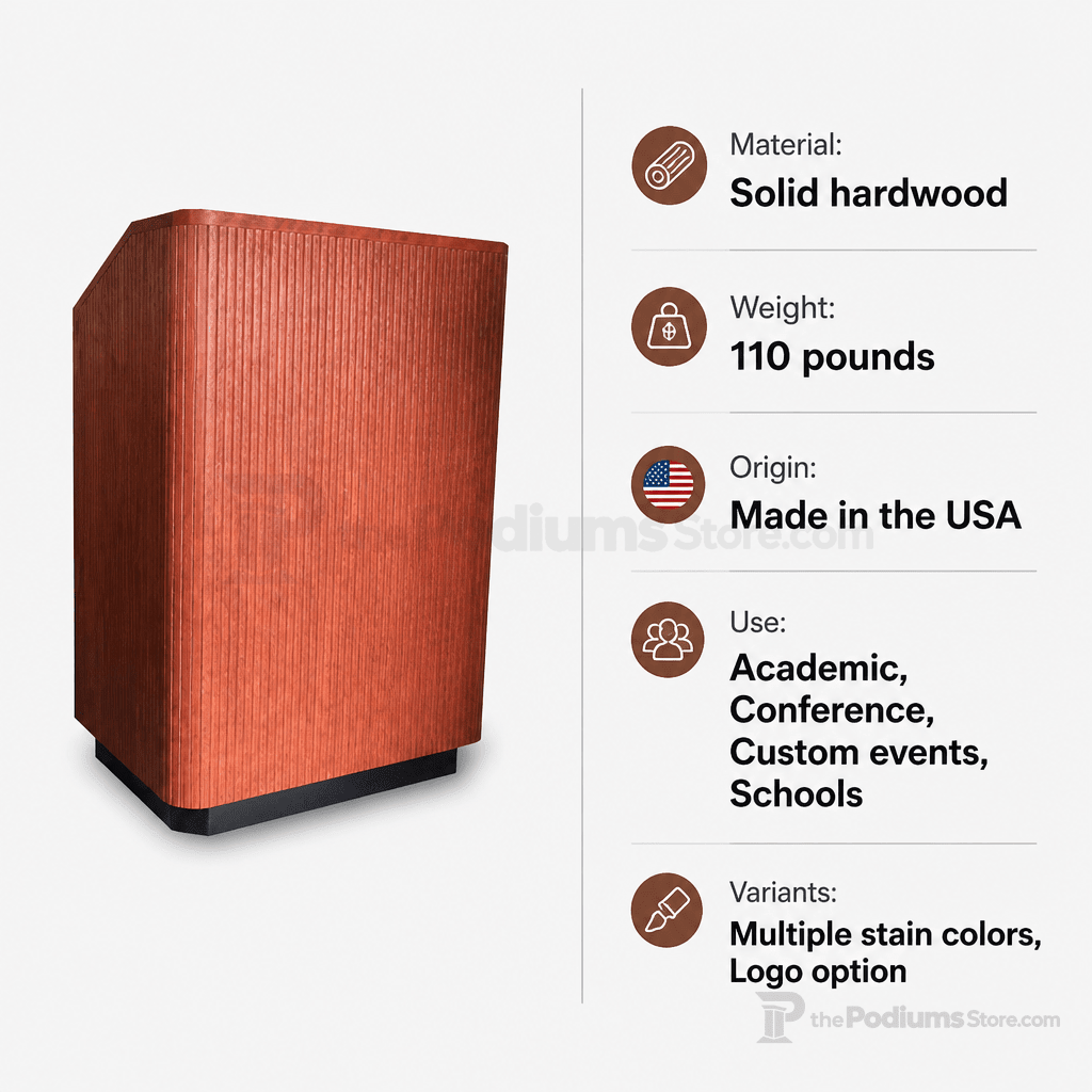 Providence Solid Hardwood Lectern Hardwood Lectern PDPRO Light Oak 35 No Logo - thePodiumsStore
