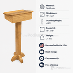 PSS243 Portable Wood Presentation Lectern Portable Lectern PSS243-O Natural (Clear Finish) - thePodiumsStore