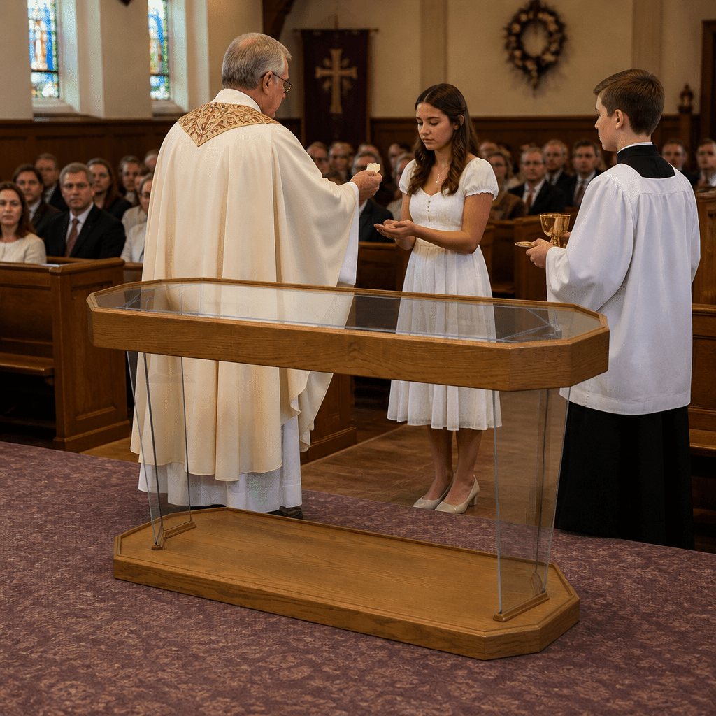 Rhema Glass Communion Table (PS-NC40) Communion Table NC40 Natural Communion Table 40" - thePodiumsStore