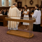 Rhema Glass Communion Table (PS-NC40) Communion Table NC40 Natural Communion Table 40" - thePodiumsStore