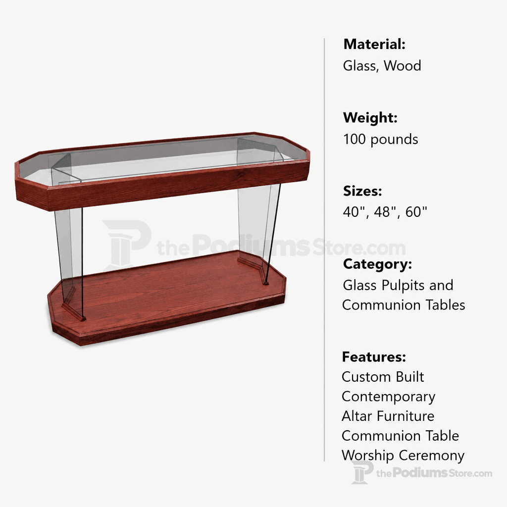 Rhema Glass Communion Table (PS-NC40) Communion Table NC40 Natural Communion Table 40" - thePodiumsStore
