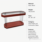 Rhema Glass Communion Table (PS-NC40) Communion Table NC40 Natural Communion Table 40" - thePodiumsStore