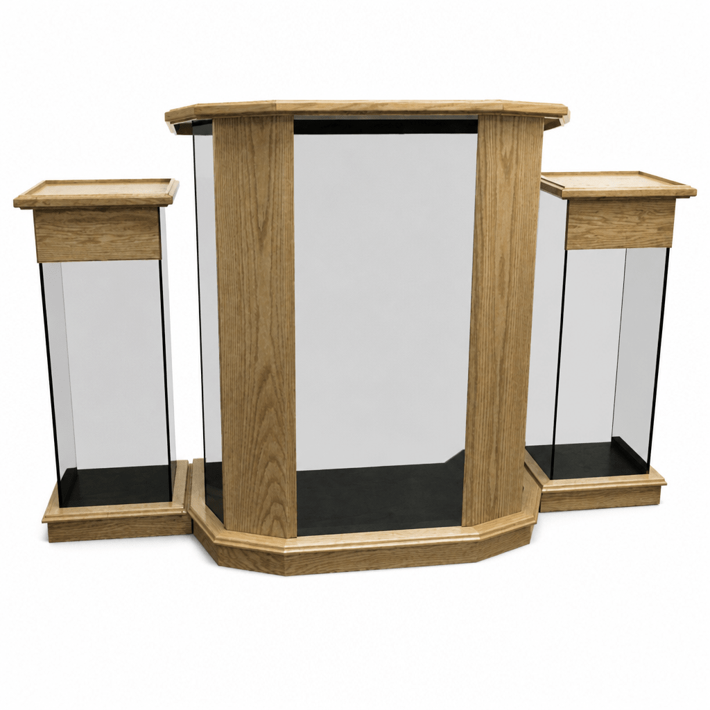 Rhema Glass & Wood Church Pulpit (PS-NC12) Glass Pulpit NC12 Black Lacquer - thePodiumsStore
