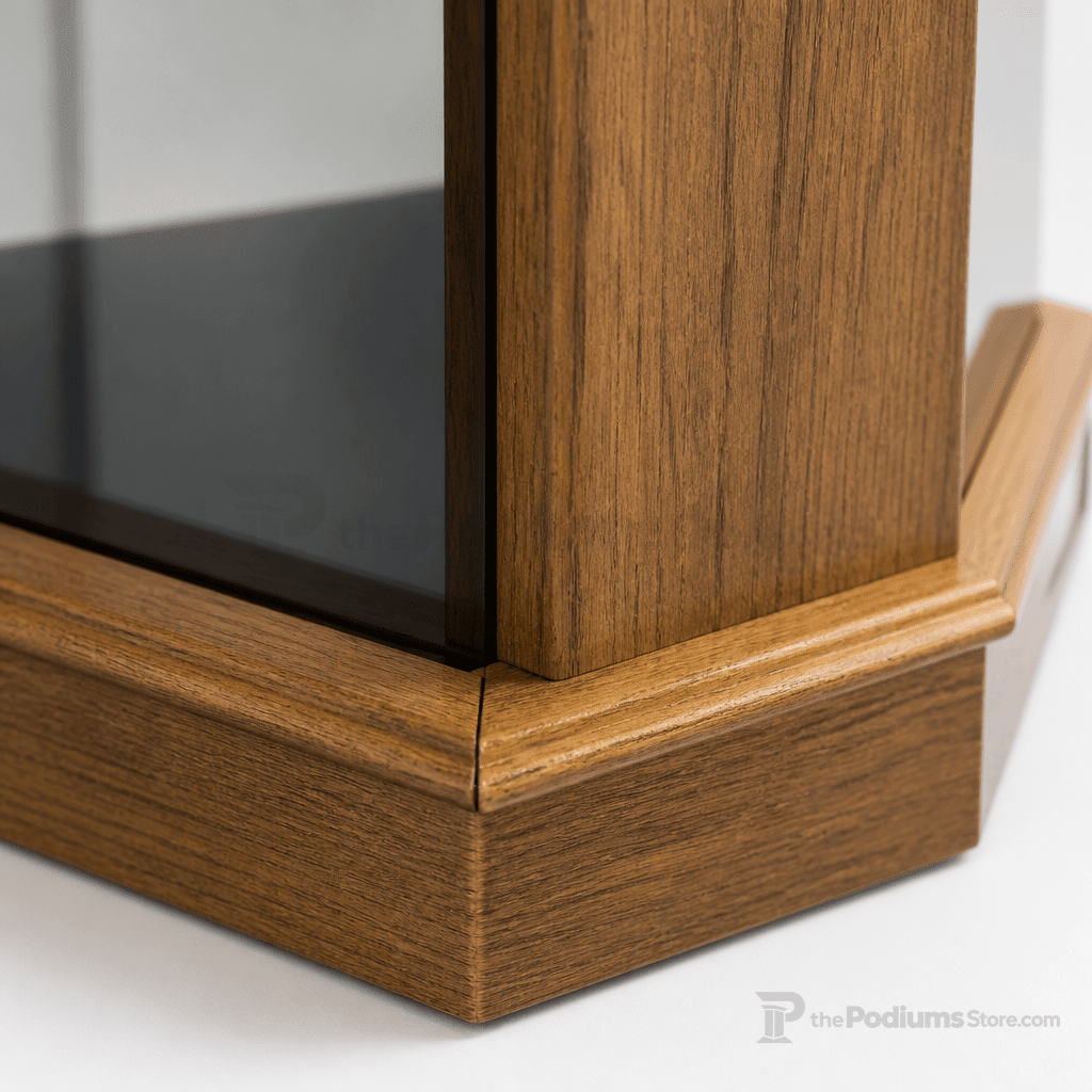 Rhema Glass & Wood Church Pulpit (PS-NC12) Glass Pulpit NC12 Black Lacquer - thePodiumsStore