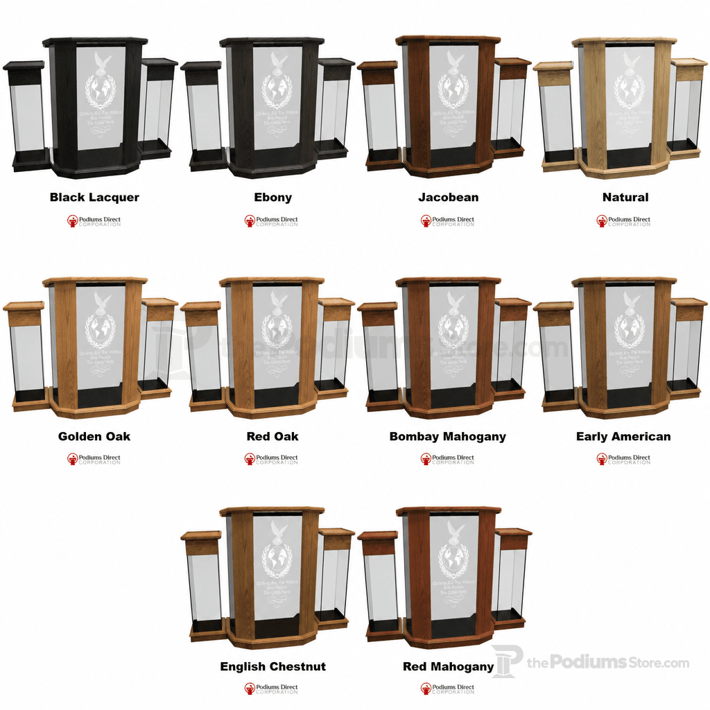 Rhema Glass & Wood Church Pulpit (PS-NC12) Glass Pulpit NC12 Black Lacquer - thePodiumsStore
