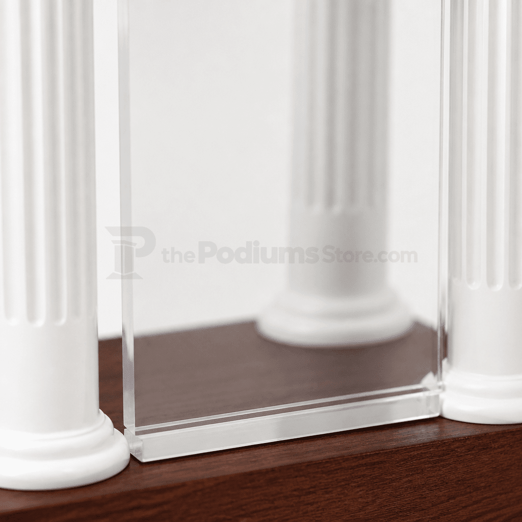 Round Column Pedestal Wood & Acrylic Pulpit (PS-8302-SP) Wood & Acrylic Pulpit 8302-SP Light Oak 35 No White - thePodiumsStore