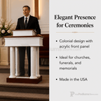 Round Column Pedestal Wood & Acrylic Pulpit (PS-8302-SP) Wood & Acrylic Pulpit 8302-SP Light Oak 35 No White - thePodiumsStore