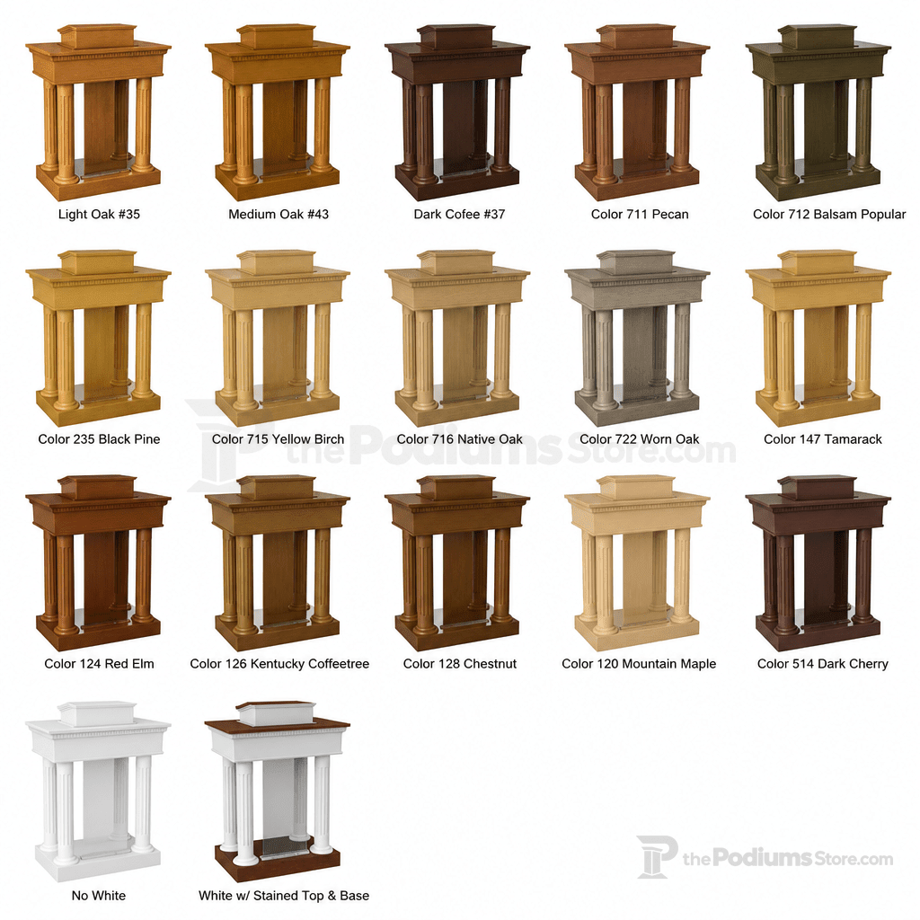 Round Column Pedestal Wood & Acrylic Pulpit (PS-8302-SP) Wood & Acrylic Pulpit 8302-SP Light Oak 35 No White - thePodiumsStore