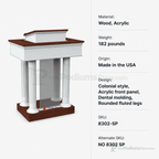 Round Column Pedestal Wood & Acrylic Pulpit (PS-8302-SP) Wood & Acrylic Pulpit 8302-SP Light Oak 35 No White - thePodiumsStore