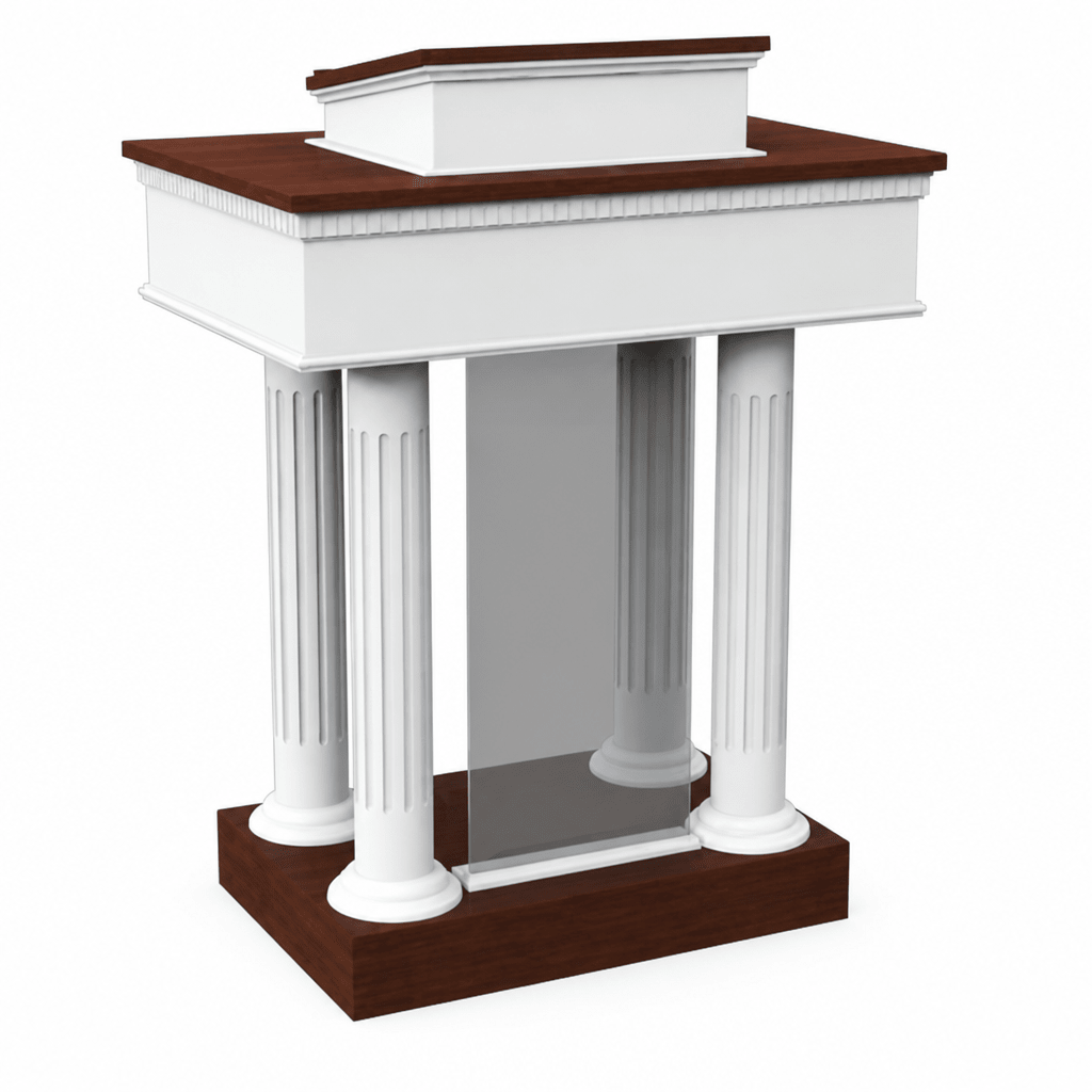 Round Column Pedestal Wood & Acrylic Pulpit (PS-8302-SP) Wood & Acrylic Pulpit 8302-SP Light Oak 35 No White - thePodiumsStore