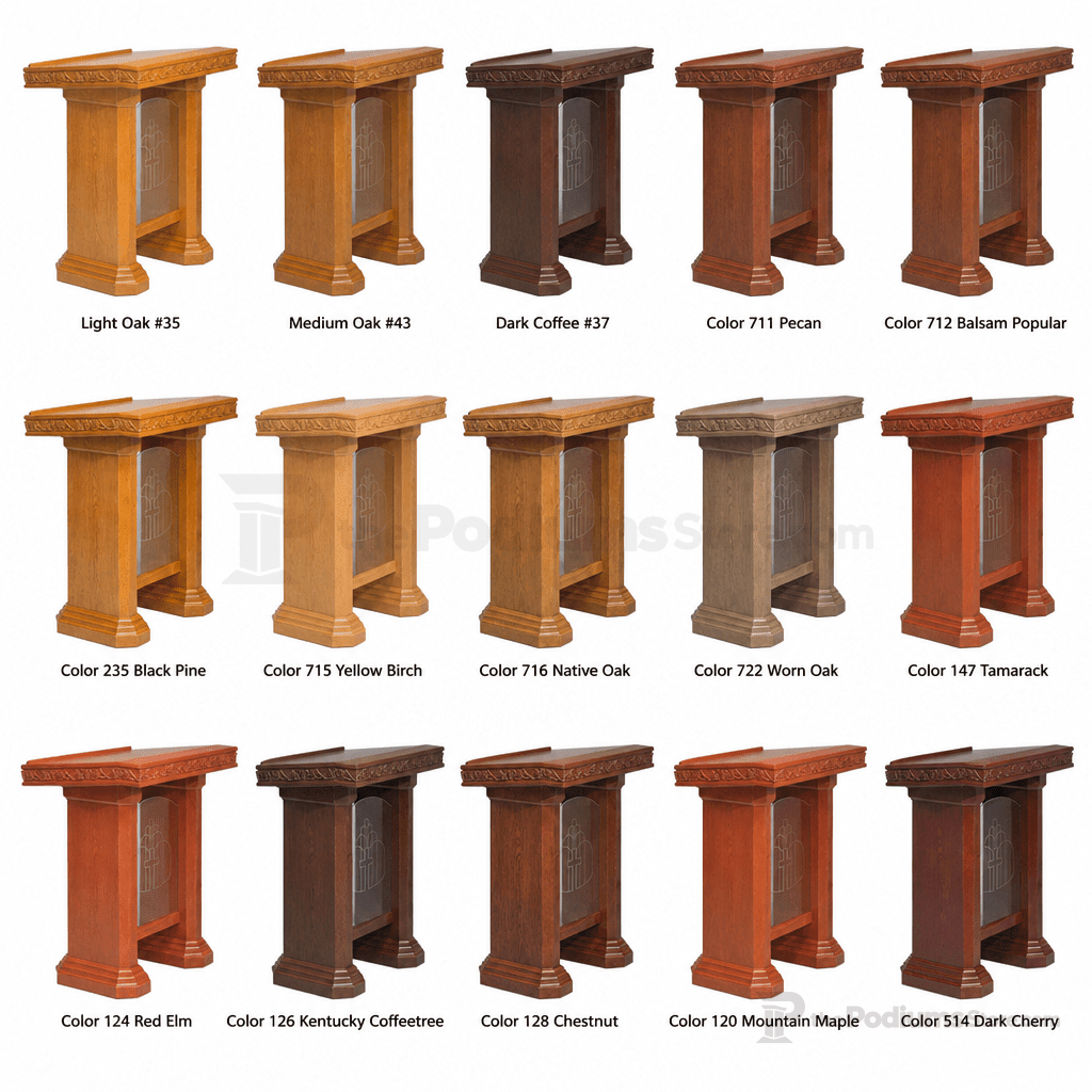 Scrollwork Wood & Acrylic Pulpit (PS-5405) Wood & Acrylic Pulpit NO 5405 Light Oak 35 - thePodiumsStore