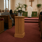 Scrollwork Wood Church Flower Stand (PS-500) Flower Stand NO 500F Light Oak 35 - thePodiumsStore
