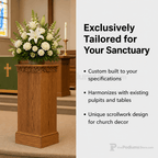 Scrollwork Wood Church Flower Stand (PS-500) Flower Stand NO 500F Light Oak 35 - thePodiumsStore