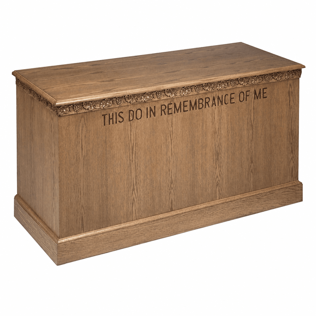 Scrollwork Wood Communion Table (PS-500) Communion Table NO 500 Light Oak 35 - thePodiumsStore