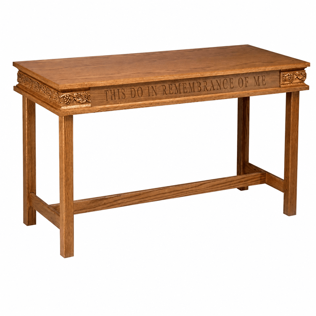 Scrollwork Wood Communion Table (PS-505) Communion Table NO. 505 Light Oak 35 - thePodiumsStore