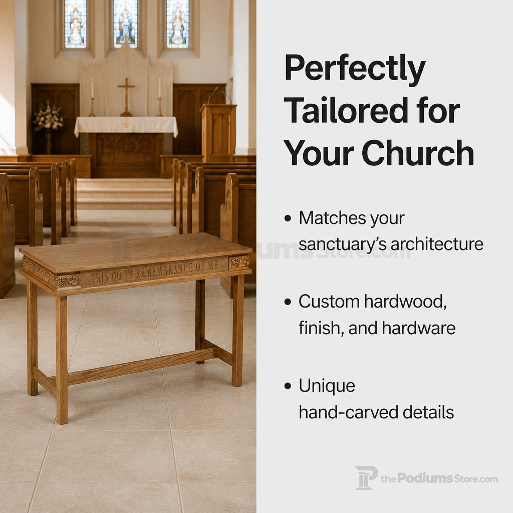 Scrollwork Wood Communion Table (PS-505) Communion Table NO. 505 Light Oak 35 - thePodiumsStore