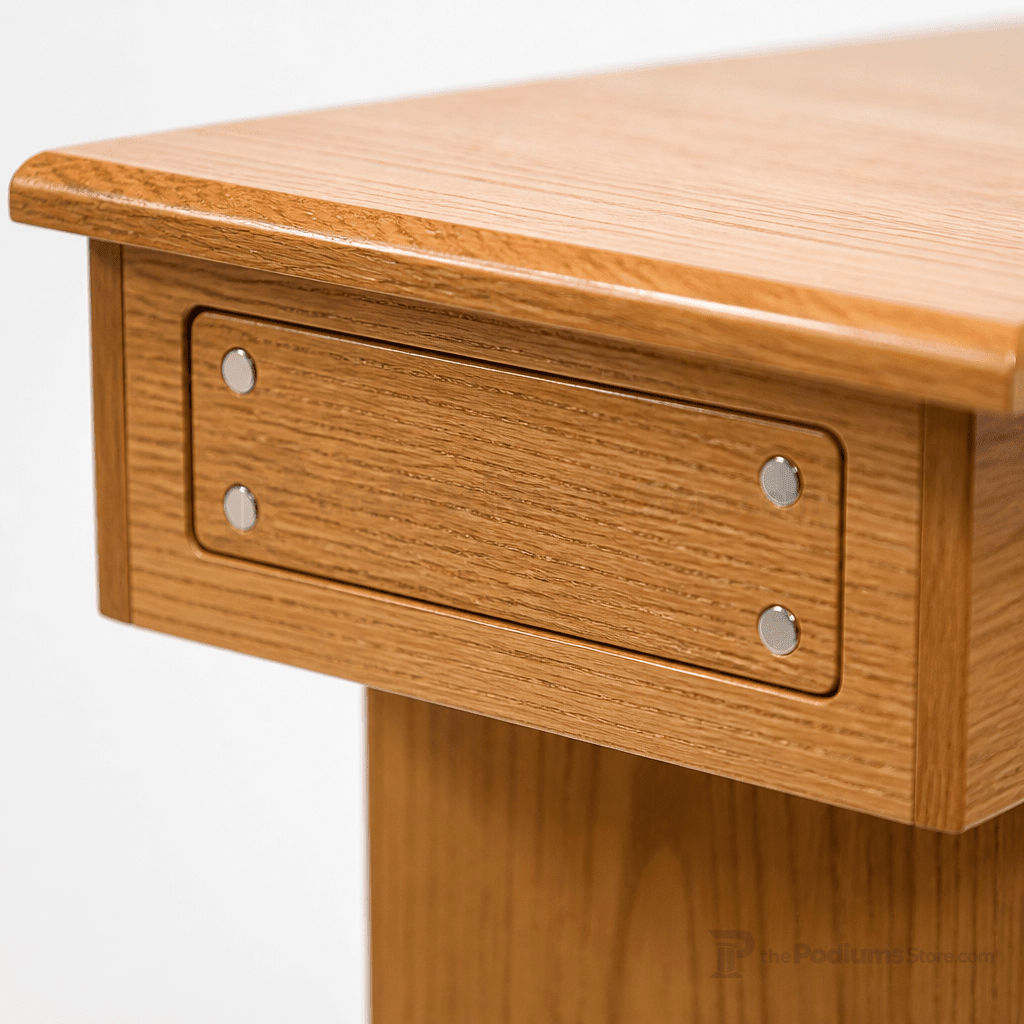 Senator Solid Hardwood Lectern (PS-SNT244) Hardwood Lectern SNT244-O Natural (Clear Finish) No Logo - thePodiumsStore