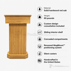Senator Solid Hardwood Lectern (PS-SNT244) Hardwood Lectern SNT244-O Natural (Clear Finish) No Logo - thePodiumsStore