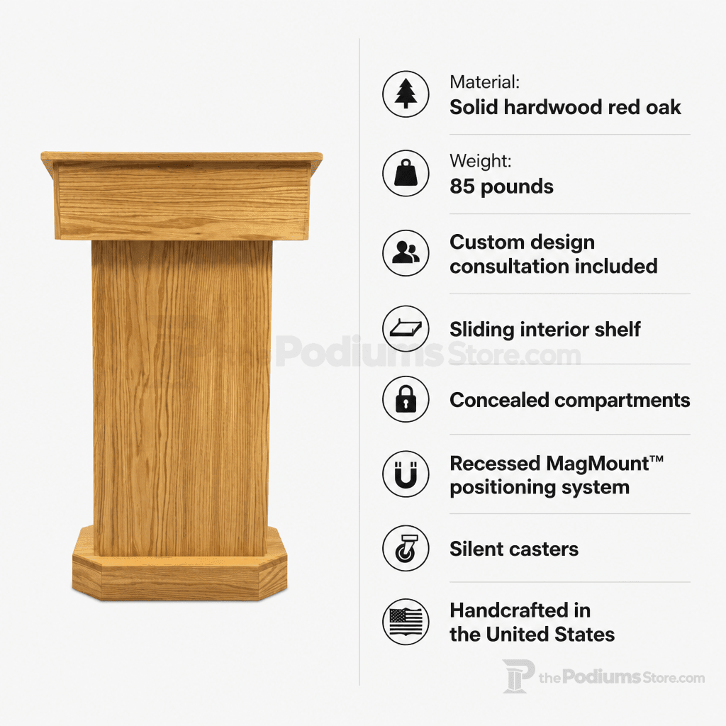 Senator Solid Hardwood Lectern (PS-SNT244) Hardwood Lectern SNT244-O Natural (Clear Finish) No Logo - thePodiumsStore