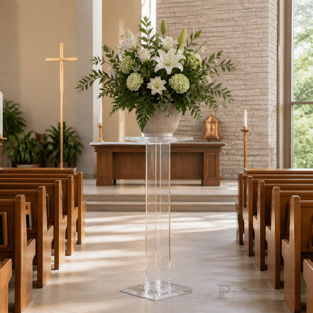 Single-Column Acrylic Church Water Stand Church Water Stand NSTAND3 - thePodiumsStore